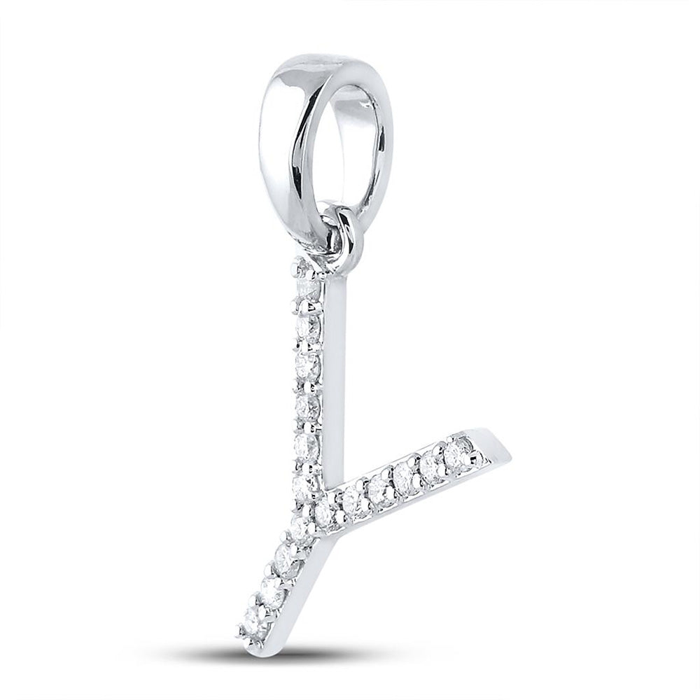 10K White Or Yellow Gold Womens Round Diamond Y Initial Letter Pendant
