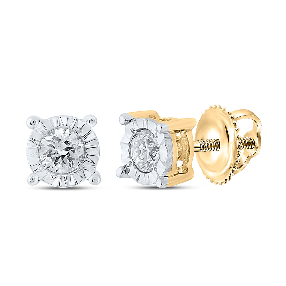 10K White Or Yellow Gold Round Diamond Stud Earrings