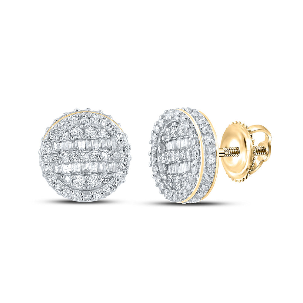 10K White Or Yellow Gold Baguette Diamond Circle Earrings