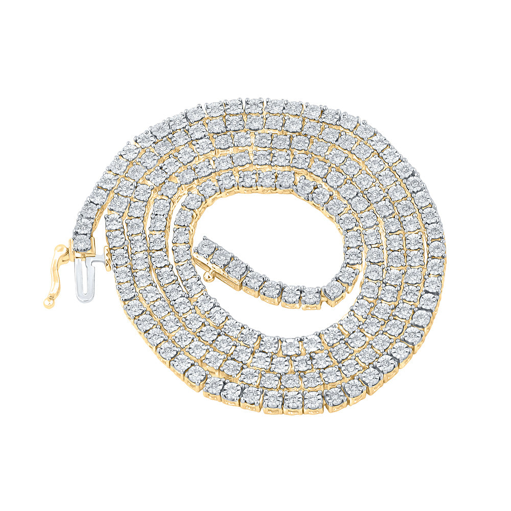 10K White Or Yellow Gold Mens Round Diamond 22-inch Chain Necklace