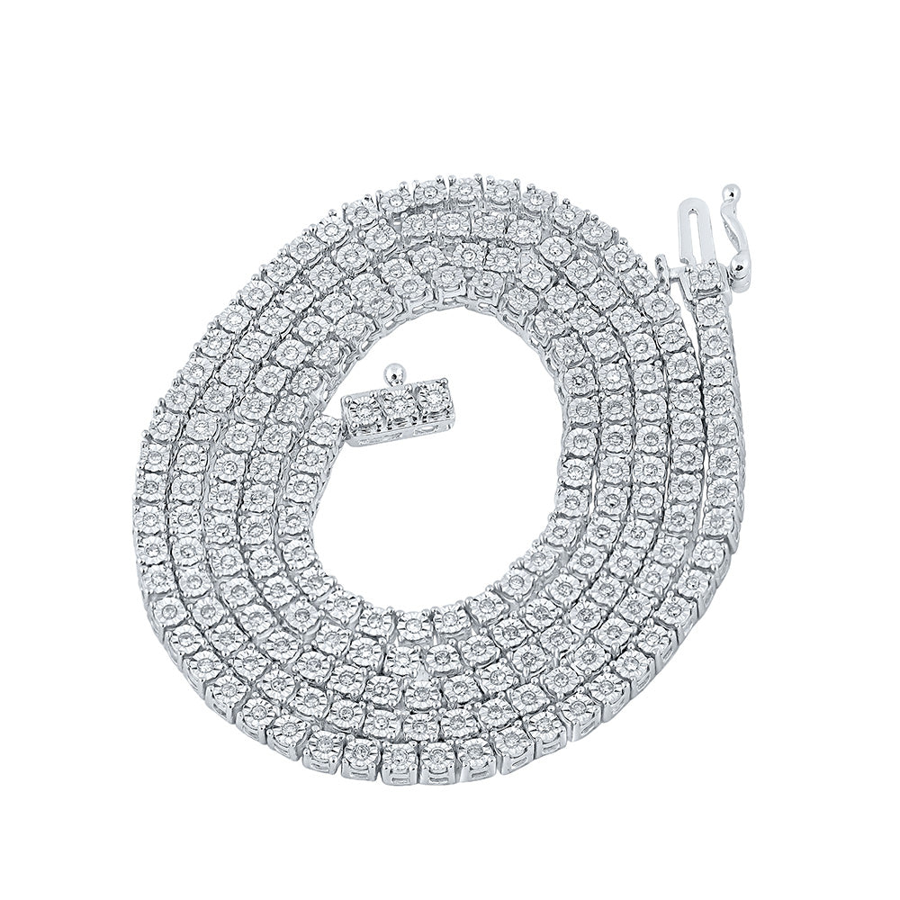 10K White Or Yellow Gold Mens Round Diamond 22-inch Chain Necklace