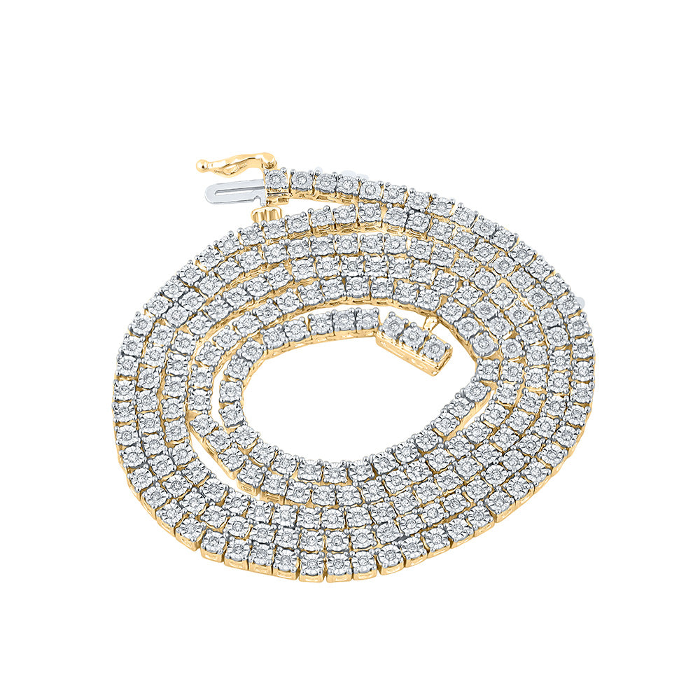 10K White Or Yellow Gold Mens Round Diamond 24-inch Chain Necklace