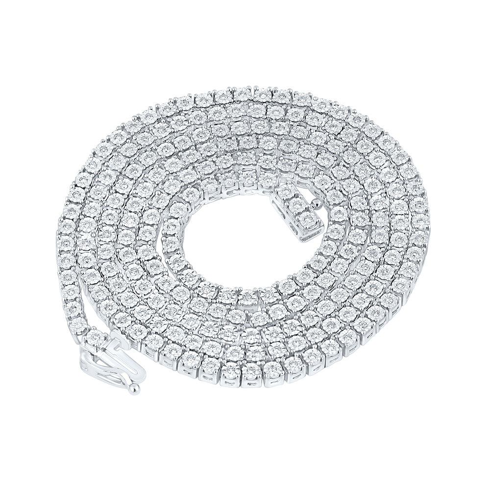 10K White Or Yellow Gold Mens Round Diamond 24-inch Chain Necklace
