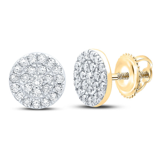 10K Yellow Gold Womens Round Diamond Cluster Earrings 1/4 Cttw