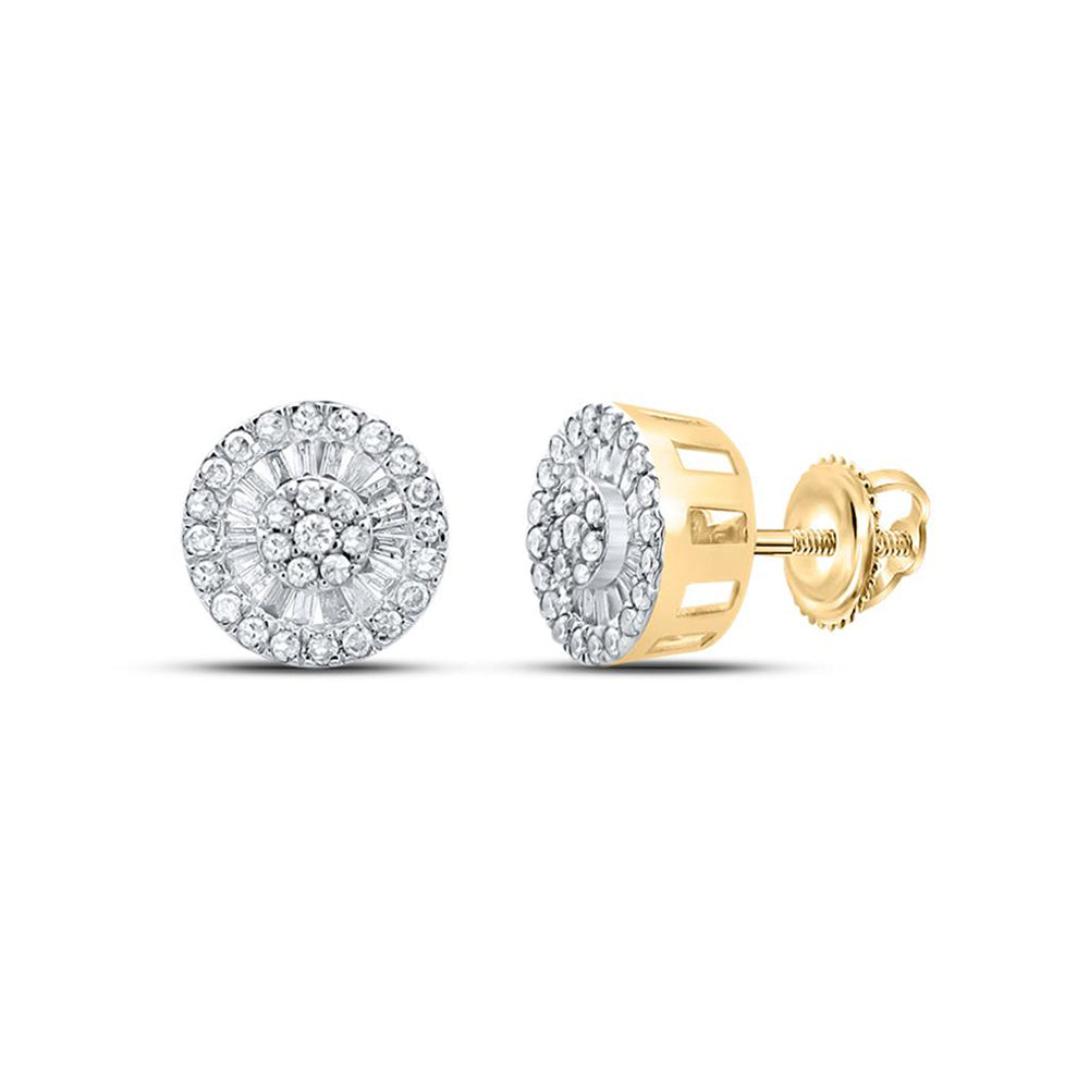 10K White Or Yellow Gold Womens Round Diamond Cluster Earrings