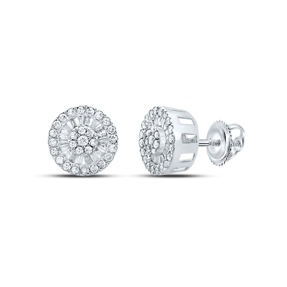 10K White Or Yellow Gold Womens Round Diamond Cluster Earrings
