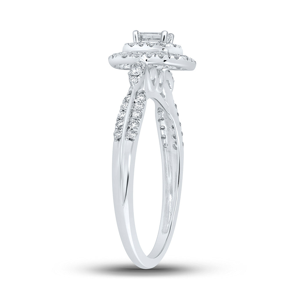 14K White Gold Womens Emerald Diamond Fashion Ring 1/2 Cttw, Womens Size: 5-10