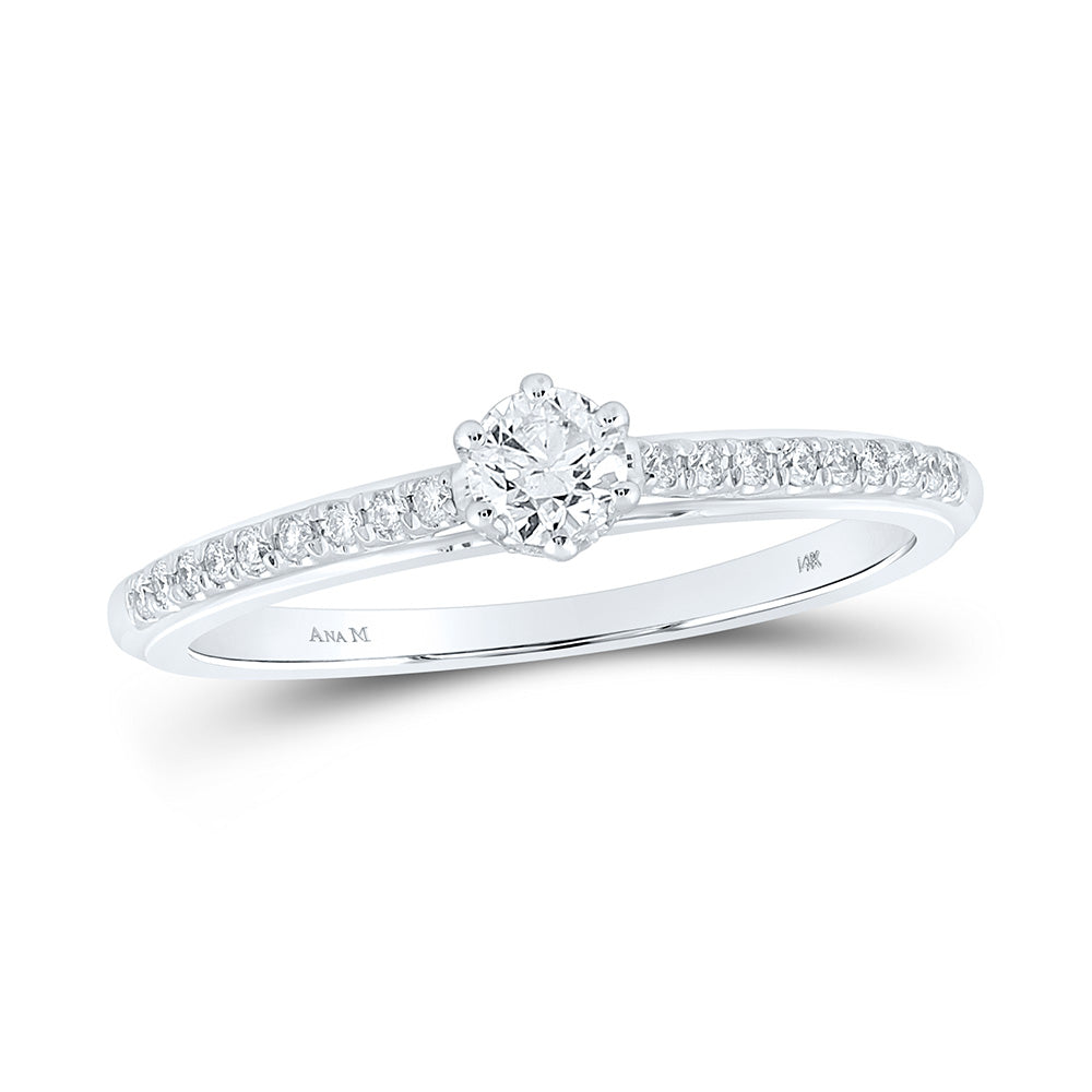 14K White Gold Round Diamond Solitaire Bridal Wedding Engagement Ring 1/3 Cttw, Womens Size: 5-10
