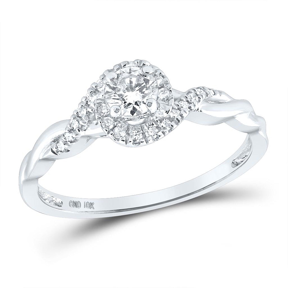 10K White Gold Round Diamond Solitaire Bridal Wedding Engagement Ring 1/3 Cttw, Womens Size: 5-10