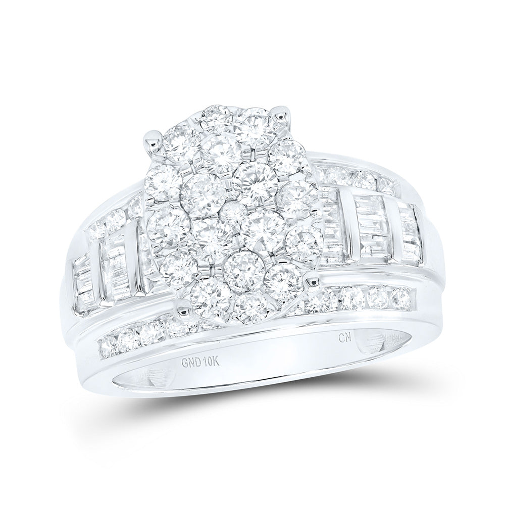 10K White Gold Round Diamond Oval Bridal Wedding Engagement Ring 2 Cttw, Womens Size: 5-10