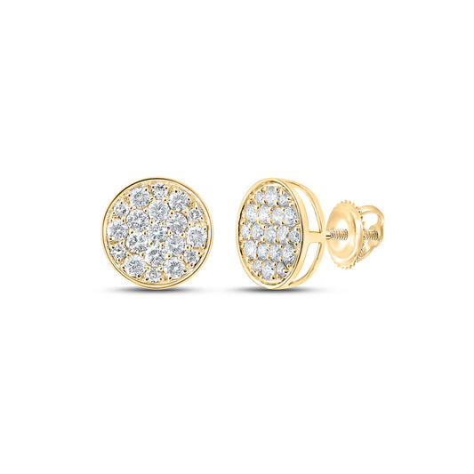 10K Yellow Gold Round Diamond Cluster Earrings 1/2 Cttw
