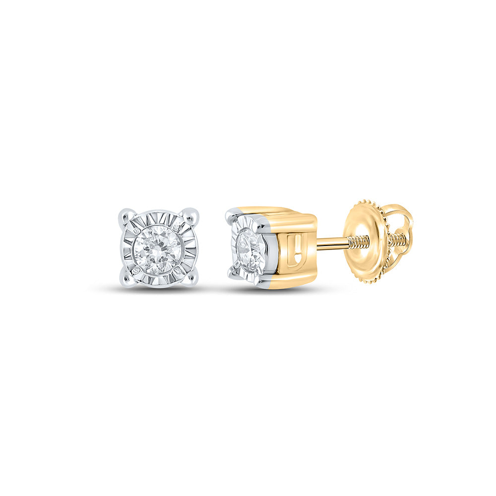 10K White Or Yellow Gold Round Diamond Stud Earrings