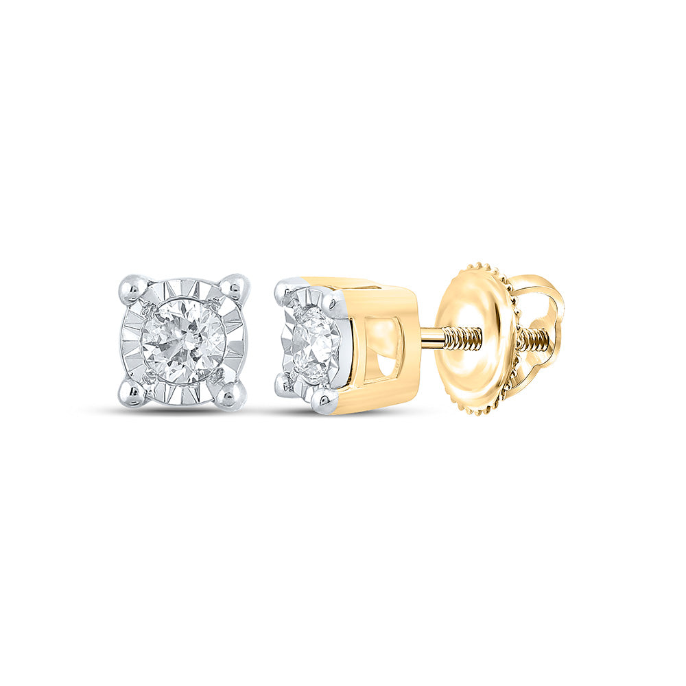 10K White Or Yellow Gold Round Diamond Stud Earrings
