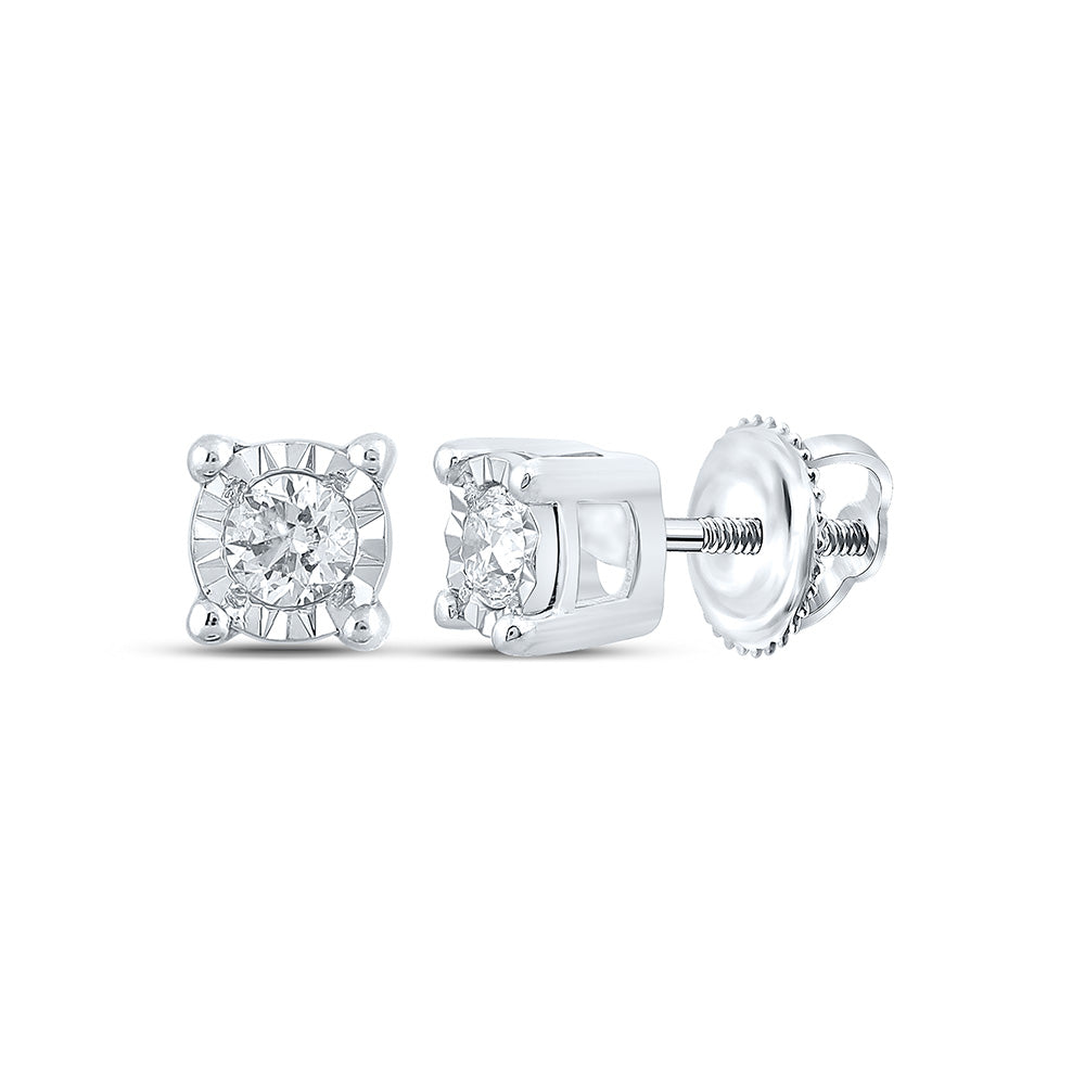 10K White Or Yellow Gold Round Diamond Stud Earrings