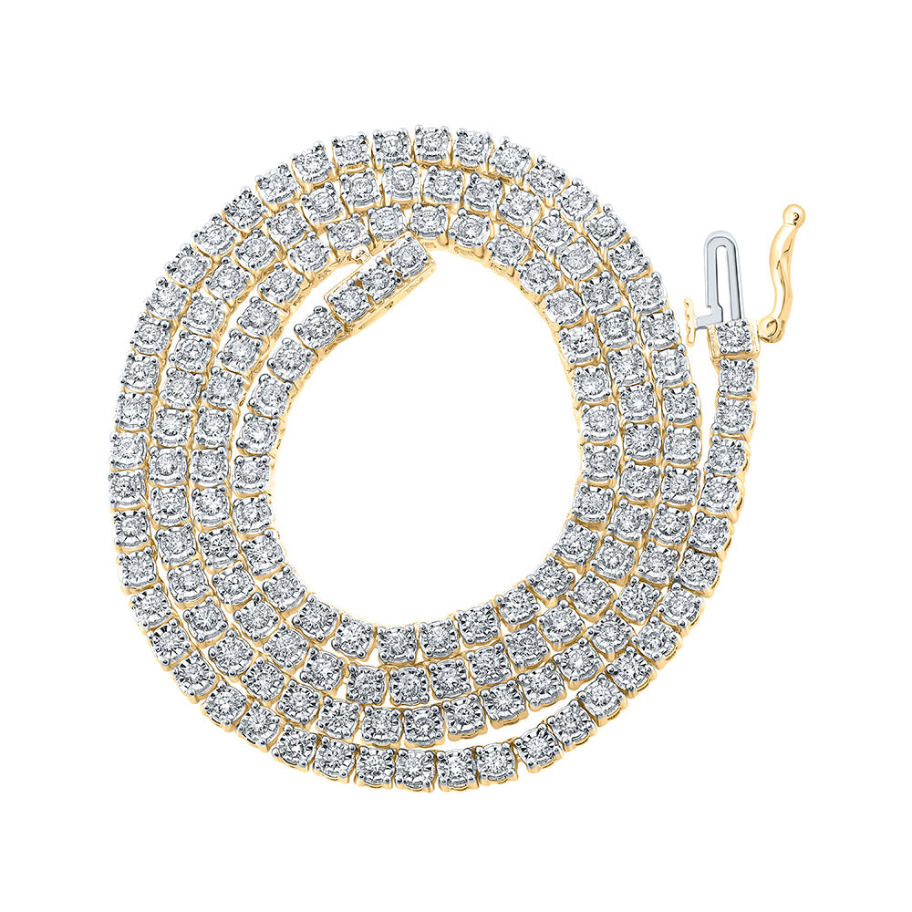 10K White Or Yellow Gold Mens Round Diamond 18-inch Link Chain Necklace