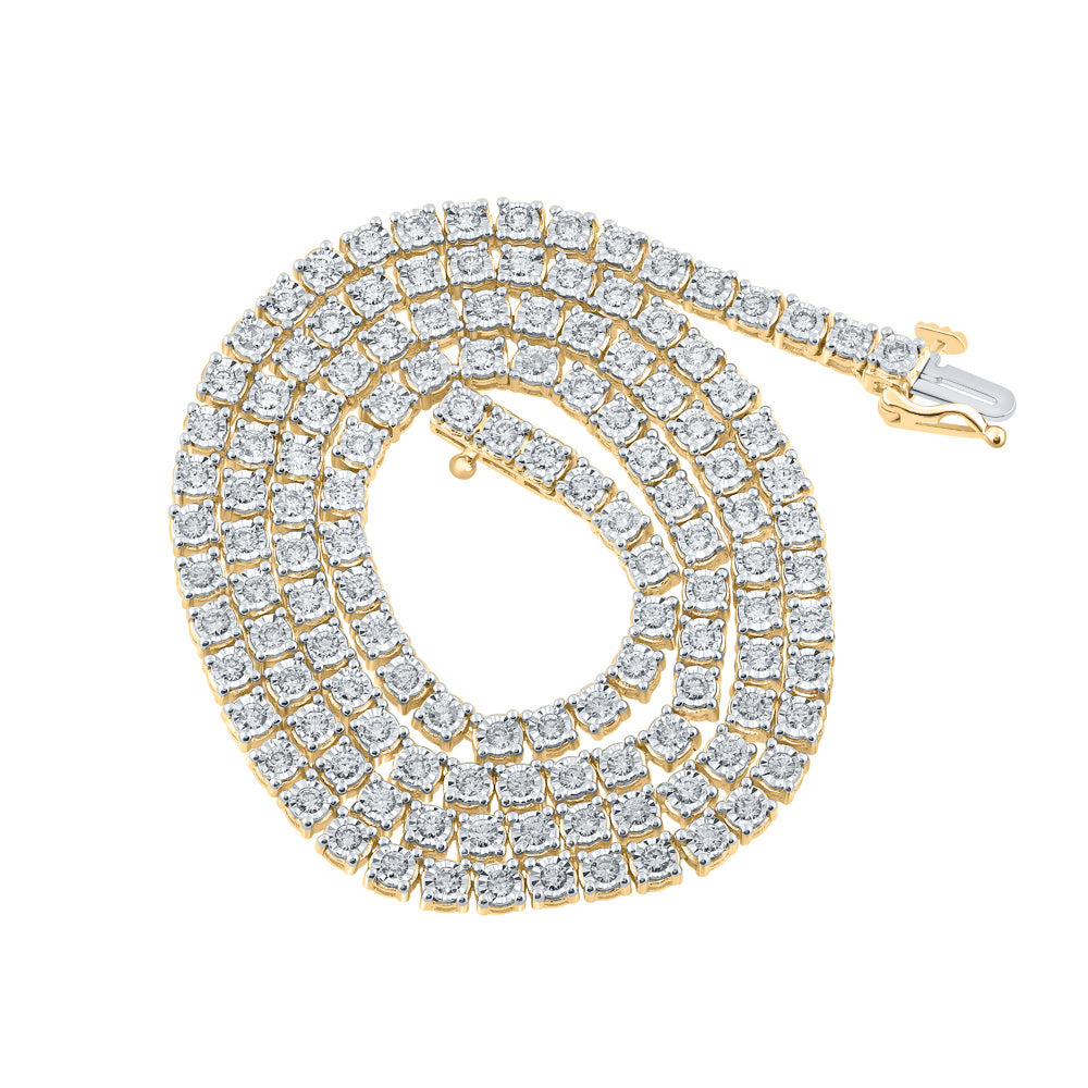 10K Yellow Gold Mens Round Diamond 18-inch Link Chain Necklace 3-1/2 Cttw, Length: 17.99 In