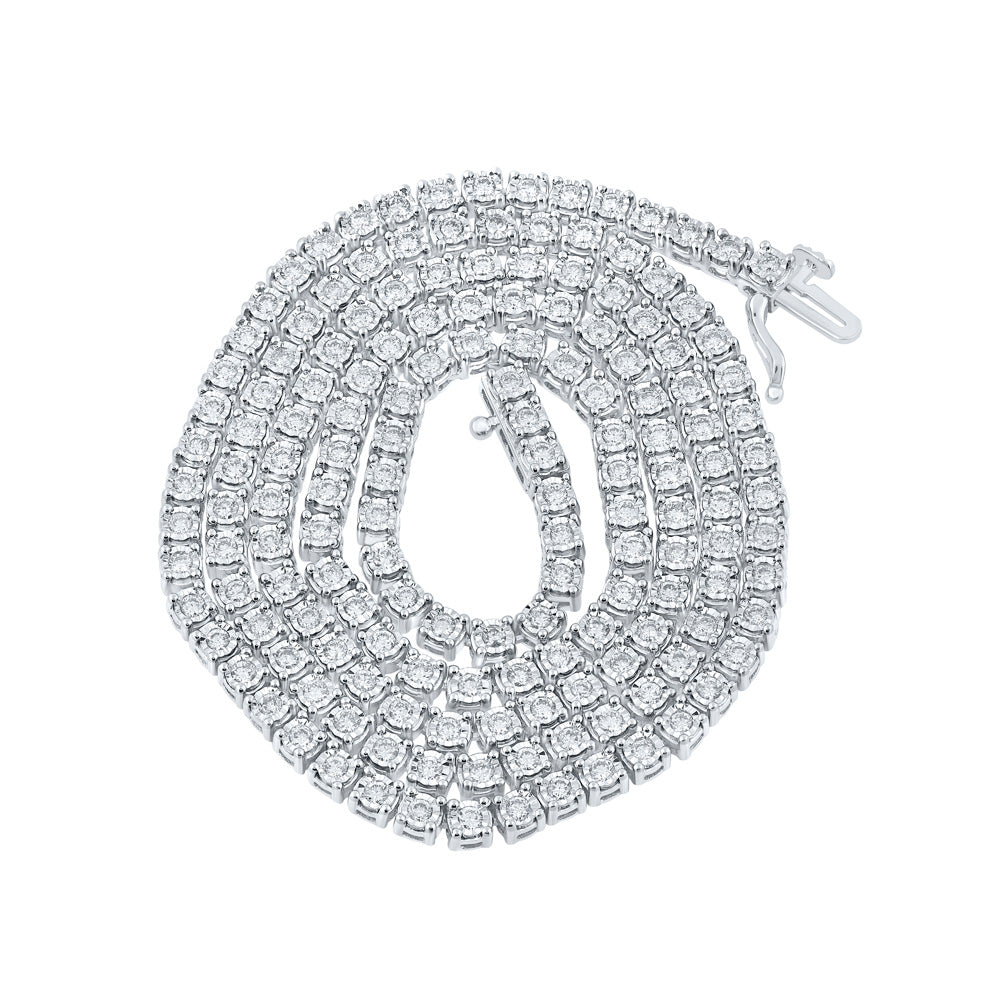 10K White Or Yellow Gold Mens Round Diamond 22-inch Link Chain Necklace