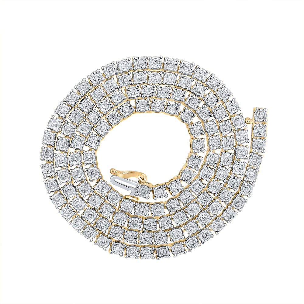 10K White Or Yellow Gold Mens Round Diamond 20-inch Link Chain Necklace