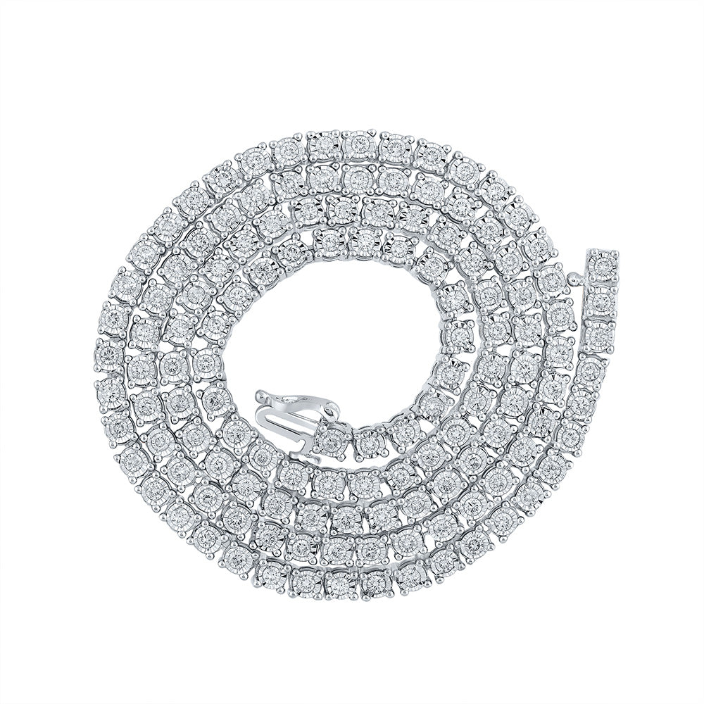 10K White Or Yellow Gold Mens Round Diamond 20-inch Link Chain Necklace