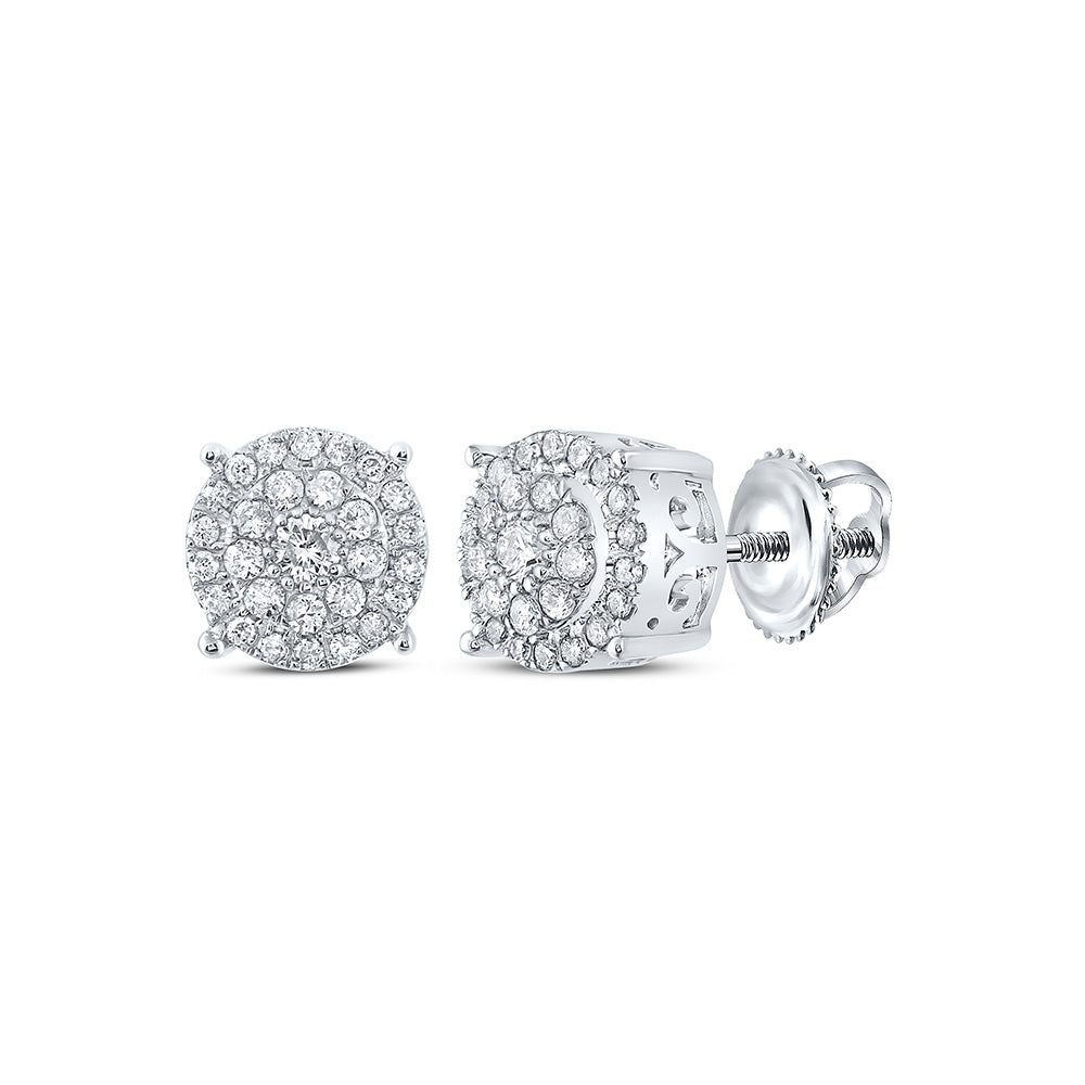 10K White Gold Womens Round Diamond Cluster Earrings 1/4 Cttw