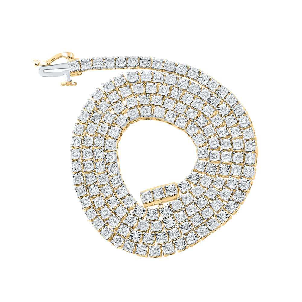 10K White Or Yellow Gold Mens Round Diamond 18-inch Link Chain Necklace