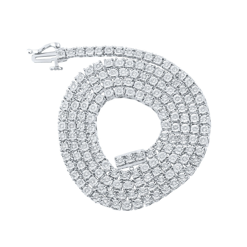 10K White Or Yellow Gold Mens Round Diamond 18-inch Link Chain Necklace