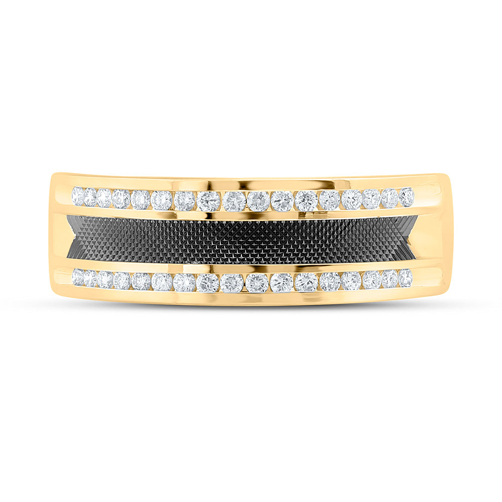 14K Yellow Gold Mens Round Diamond Wedding Band Ring 1/4 Cttw, Mens Size: 7-13