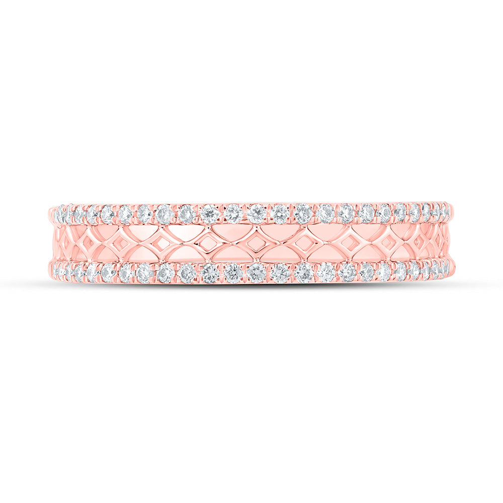 10K Rose Gold Womens Round Diamond Band Ring 1/5 Cttw, Womens Size: 5-10