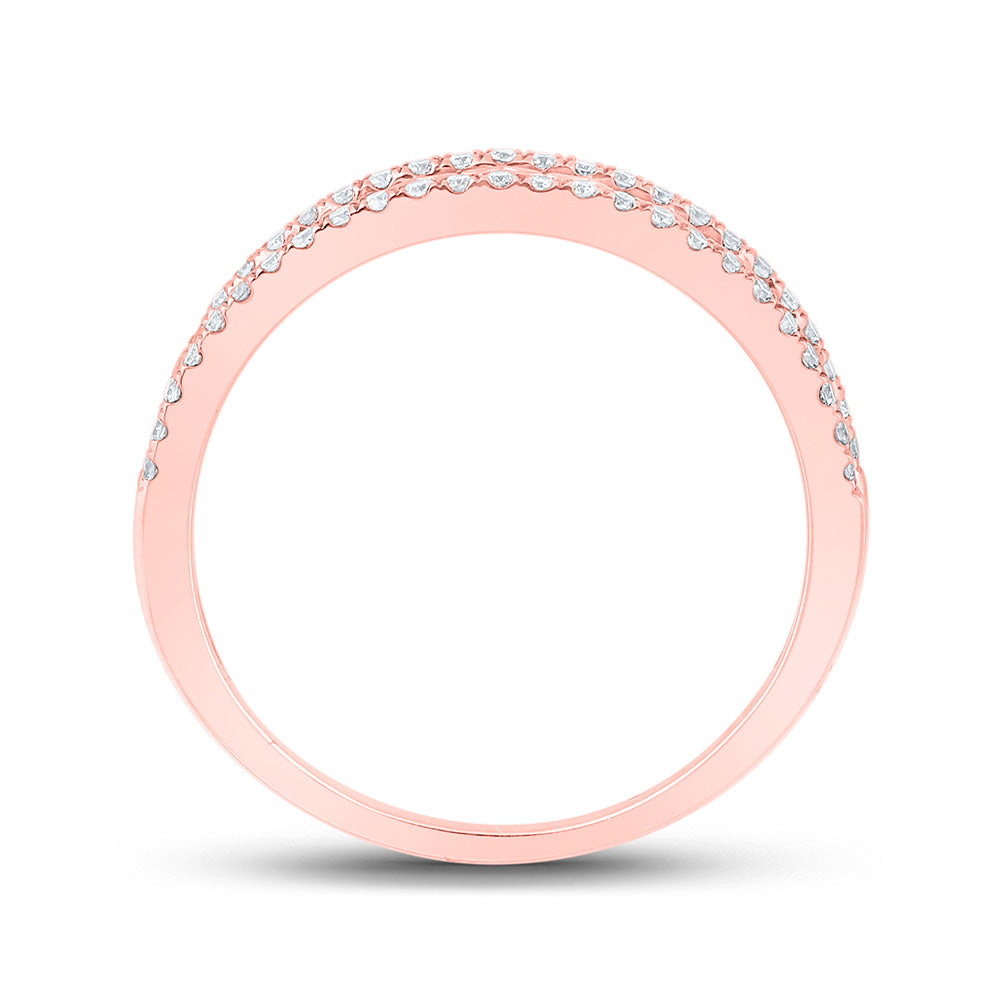 10K Rose Gold Womens Round Diamond Band Ring 1/5 Cttw, Womens Size: 5-10