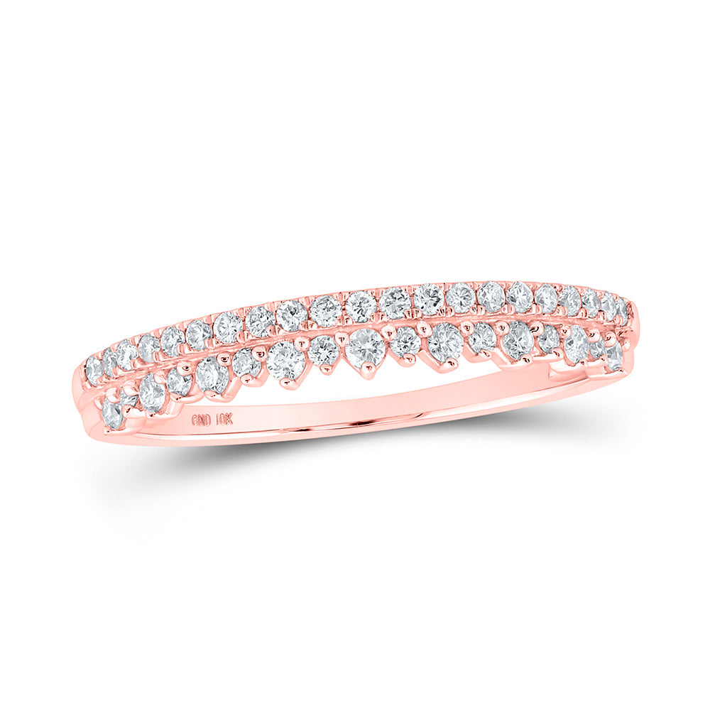 10K Rose Gold Womens Round Diamond Stackable Band Ring 1/4 Cttw, Womens Size: 5-10