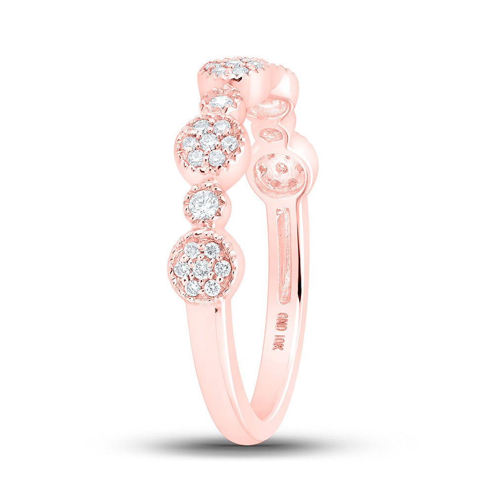 10K Yellow Or White Or Rose Gold Round Diamond Cluster Earrings