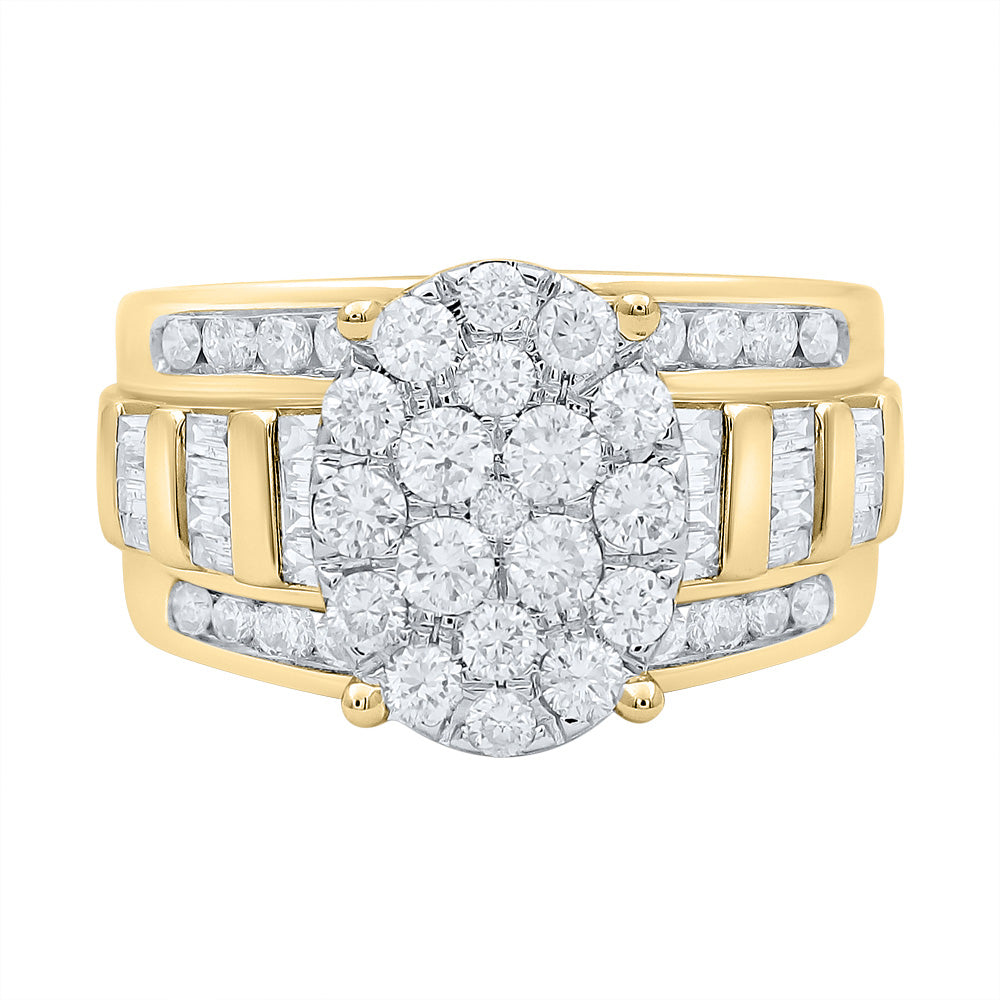 10K Yellow Gold Round Diamond Oval Bridal Wedding Engagement Ring 2 Cttw, Womens Size: 5-10