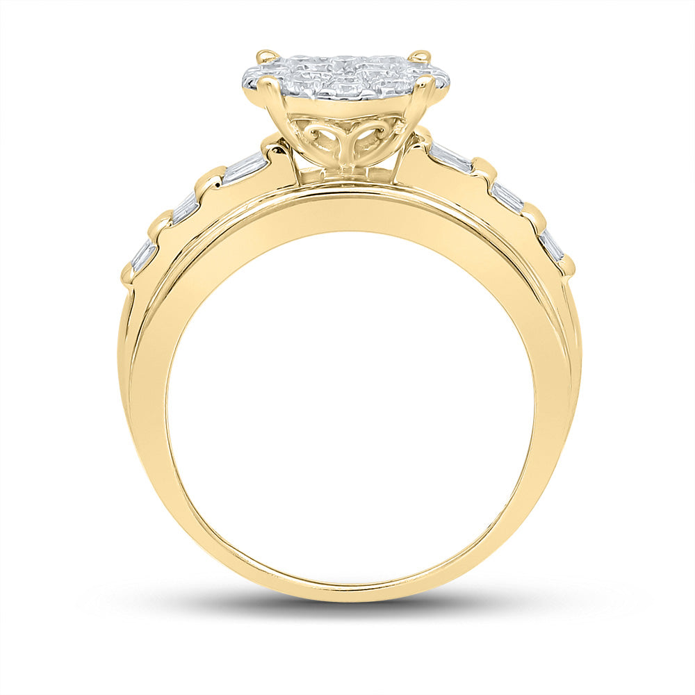 10K Yellow Gold Round Diamond Oval Bridal Wedding Engagement Ring 2 Cttw, Womens Size: 5-10