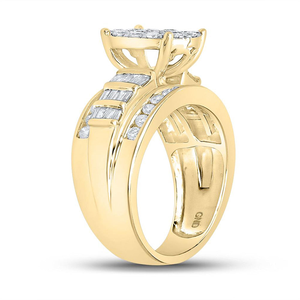 10K Yellow Gold Round Diamond Oval Bridal Wedding Engagement Ring 1-1/2 Cttw, Womens Size: 5-10