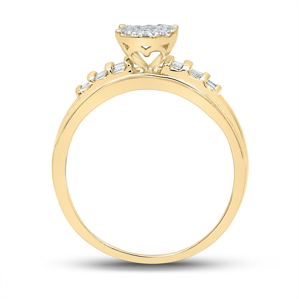10K Yellow Gold Round Diamond Oval Bridal Wedding Engagement Ring 1/2 Cttw, Womens Size: 5-10