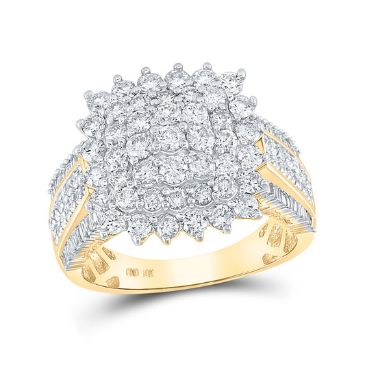 10K Yellow Gold Womens Round Diamond Cluster Ring 2 Cttw, Womens Size: 5-10