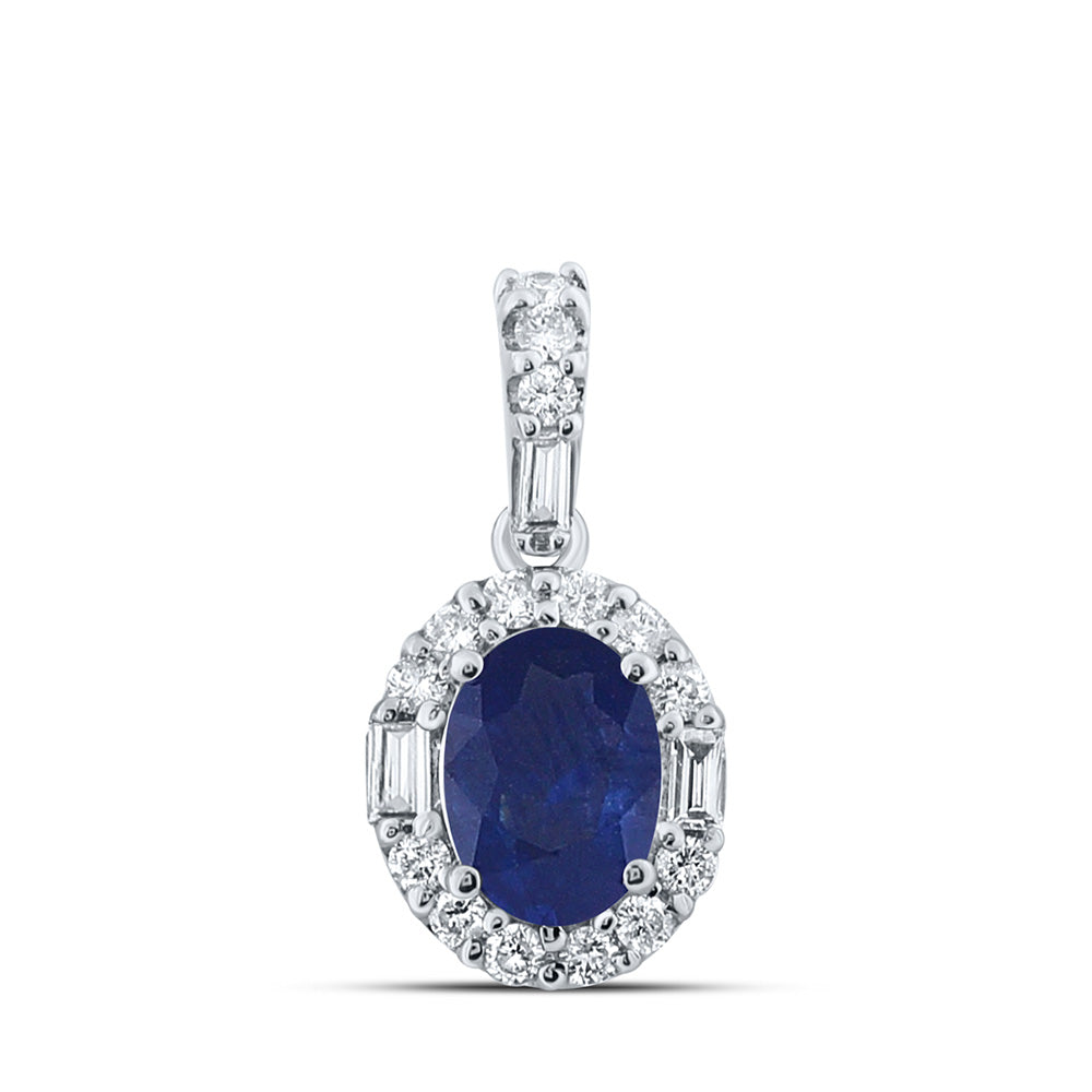 14K White Or Yellow Gold Womens Diamond Oval Diamond Oval Pendant