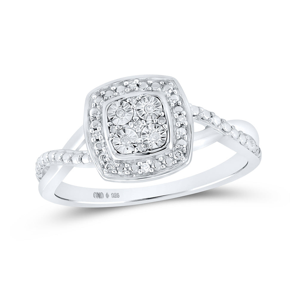 Sterling Silver Womens Round Diamond Square Ring .03 Cttw, Womens Size: 5-10