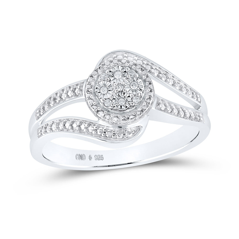 Sterling Silver Womens Round Diamond Cluster Ring .03 Cttw, Womens Size: 5-10