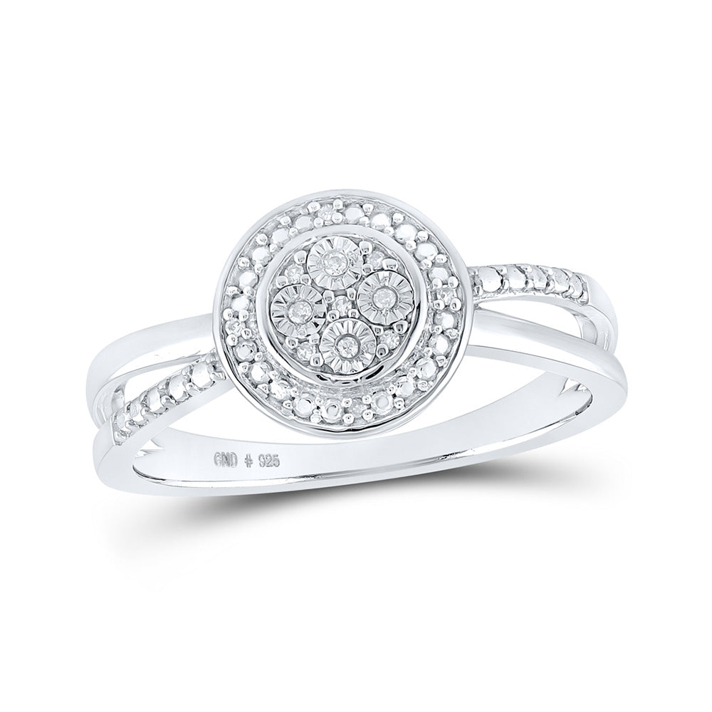 Sterling Silver Womens Round Diamond Cluster Ring .03 Cttw, Womens Size: 5-10