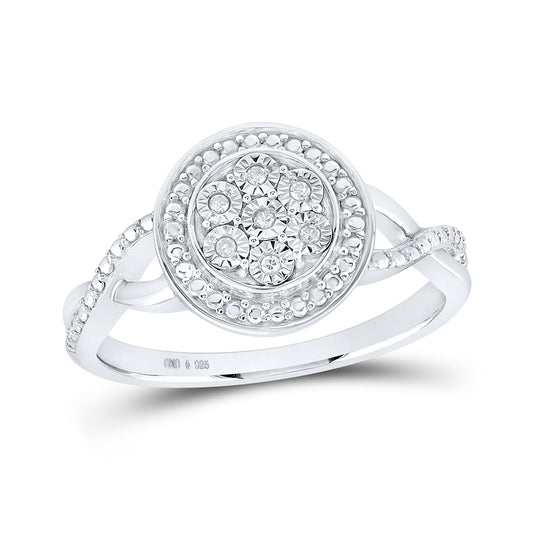 Sterling Silver Womens Round Diamond Circle Ring .03 Cttw, Womens Size: 5-10