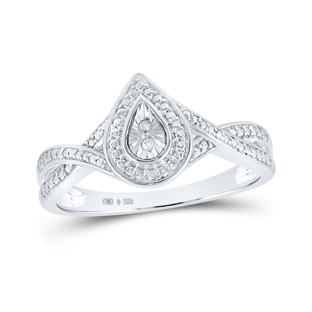 Sterling Silver Womens Round Diamond Teardrop Ring .01 Cttw, Womens Size: 5-10