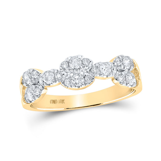 10K Yellow Gold Womens Round Diamond Band Ring 1/2 Cttw, Womens Size: 5-10
