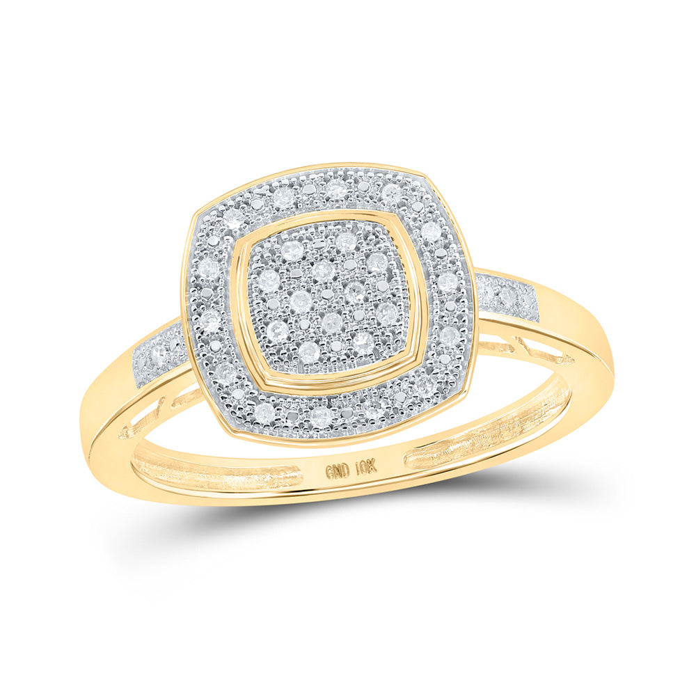 10K White Or Yellow Gold Womens Round Diamond Square Ring , Womens Size: 5-10