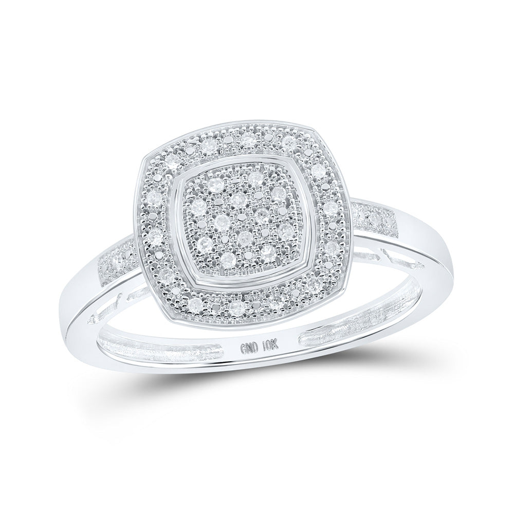 10K White Or Yellow Gold Womens Round Diamond Square Ring , Womens Size: 5-10
