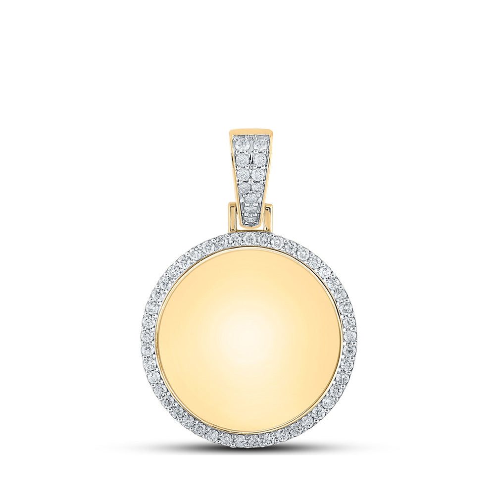 10K Yellow Gold Mens Round Diamond Memory Circle Charm Pendant 1-1/2 Cttw