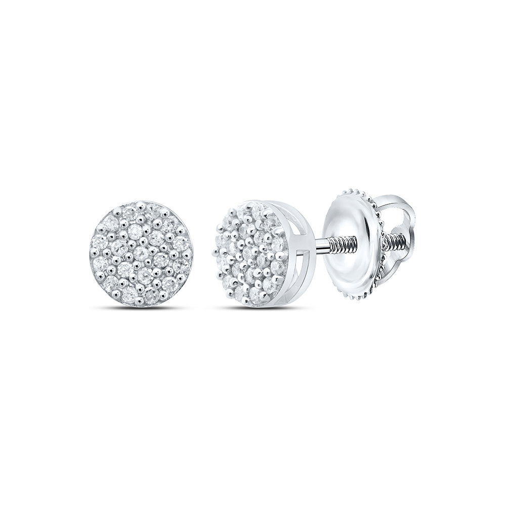 Sterling Silver Or Yellow-tone Sterling Silver Womens Round Diamond Cluster Earrings