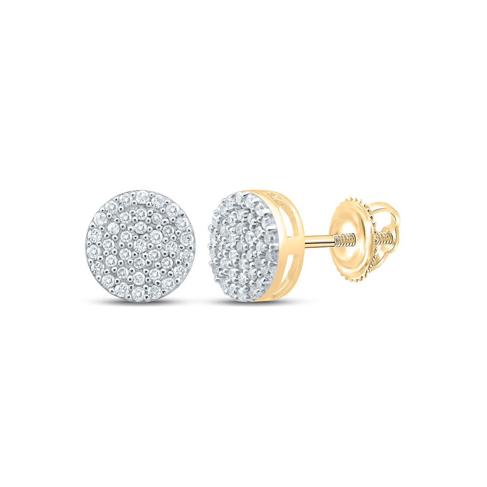 Sterling Silver Or Yellow-tone Sterling Silver Womens Round Diamond Cluster Earrings
