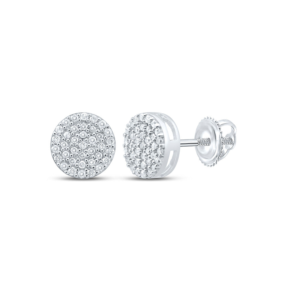 Sterling Silver Or Yellow-tone Sterling Silver Womens Round Diamond Cluster Earrings