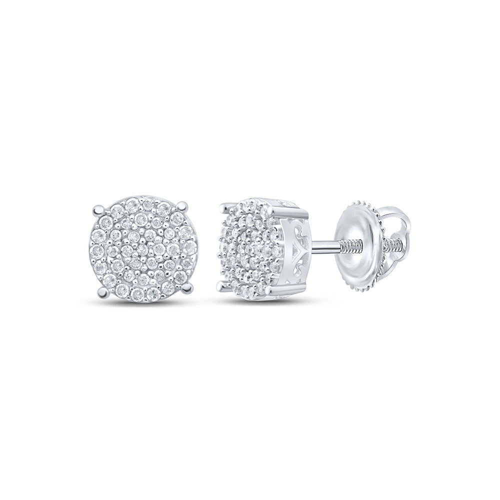 Sterling Silver Or Yellow-tone Sterling Silver Womens Round Diamond Cluster Earrings